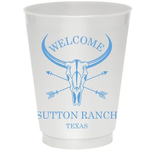 Longhorn Skull with Arrows Colored Shatterproof Cups